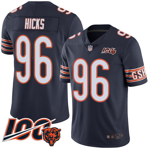 Chicago Bears Limited Navy Blue Men Akiem Hicks Home Jersey NFL Football #96 100th Season